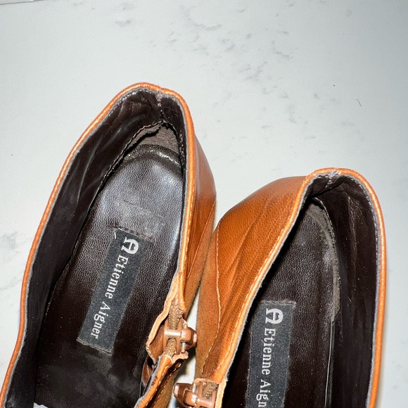 Etienne Aigner Cognac Suede & Leather Ankle Booties - Picture 7 of 10